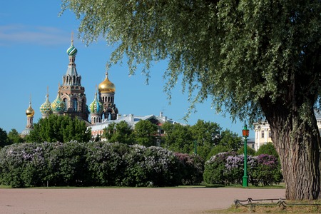 Orthodox Church of the Savior on blood in summer. Saint-Petersburg, Russiaの写真素材