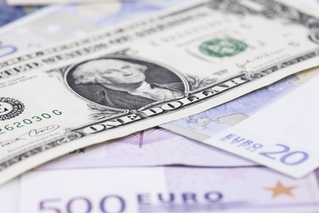 bill dollar against the Euro close up