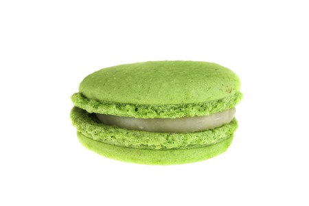 dessert macaroon close up isolated on whiteの写真素材