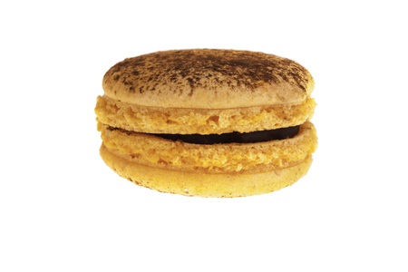 dessert macaroon close up isolated on whiteの写真素材