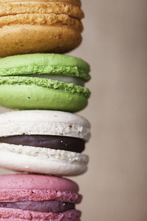 stack of colorful macaroon vintage close upの写真素材