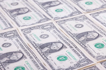 Dollar banknotes 1 Dollar currency of the United States useful as a background vintage