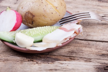 food in the plate background, vegetables and fat close upの写真素材