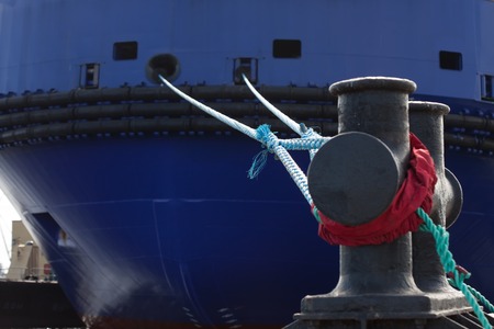 rope anchoring the ship. the mooring endの写真素材