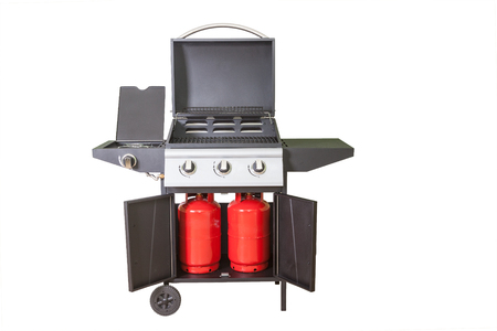 gas BBQ grill close up isolated on whiteの写真素材