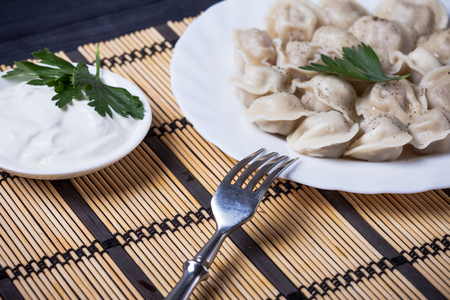 hot dumplings on the table close upの写真素材
