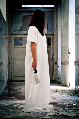 Horror scene of a scary womanの写真素材