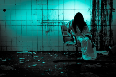 Horror scene of a scary womanの写真素材