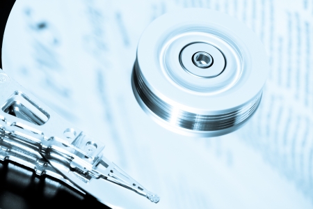 Close up of hard disk with abstract reflectionの写真素材