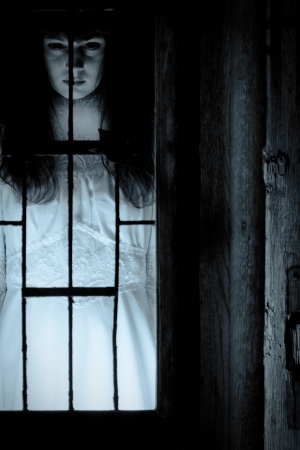 Horror scene of a scary womanの写真素材