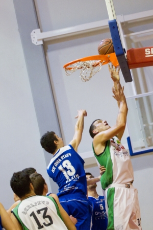 RIJEKA, CROATIA - NOV, 3: basketball match (A-2 Croatian Basketball  League) between Skrljevo (white) and Ghia Staff (blue) on November 3, 2012 in Rijeka, Croatiaのeditorial素材