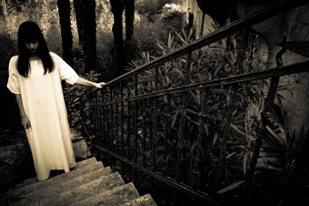 Horror Scene of a Scary Womanの写真素材