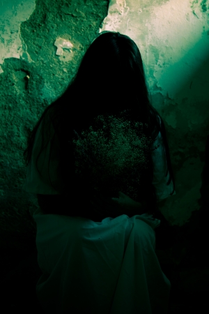 Horror Scene of a Scary Womanの写真素材