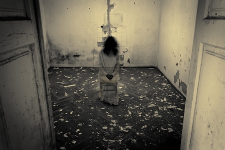 Horror scene of a scary womanの写真素材