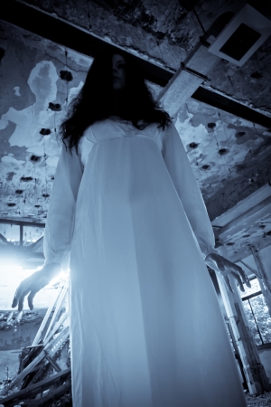 Horror scene of a scary womanの写真素材