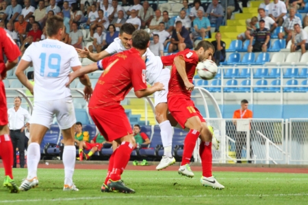 RIJEKA, CROATIA AUGUST 17 soccer derby match NK Rijeka  white  vs  NK Split  red  on August 17, 2013 in Rijeka のeditorial素材
