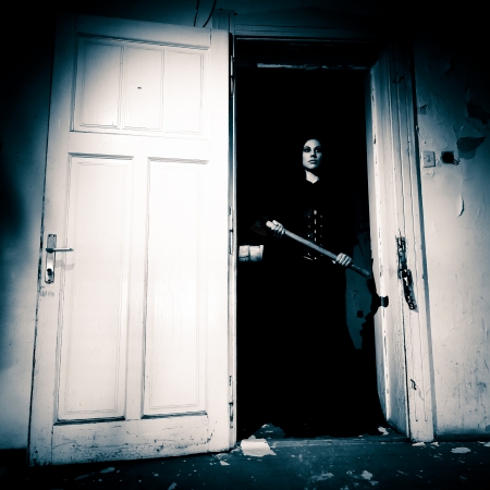 Horror Scene of a Scary Womanの写真素材