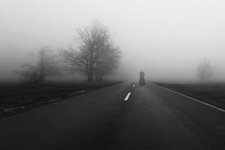 Horror scene of a scary womanの写真素材