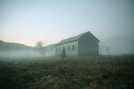 Horror Scene of a Scary Womanの写真素材