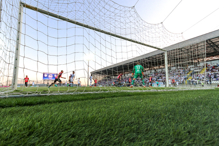 RIJEKA - APRIL 21, 2018: 1st Croatian League. Soccer match between Rijeka and Osijek. Croatia on April 22, 2018.のeditorial素材