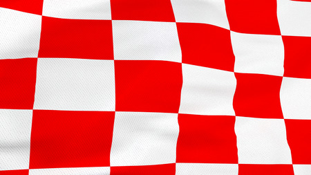 Close up of Croatian red and white check board waving flagの写真素材