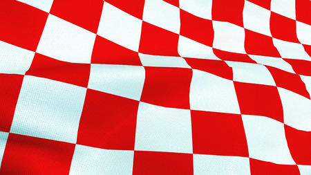 Close up of Croatian red and white check board waving flagの写真素材