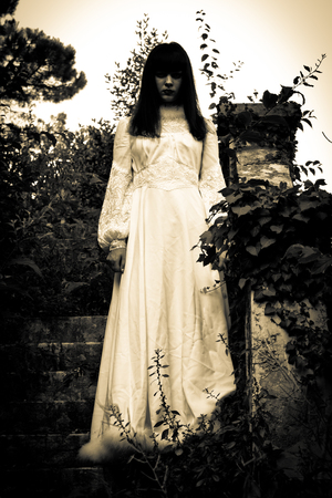 Horror scene of a scary womanの写真素材