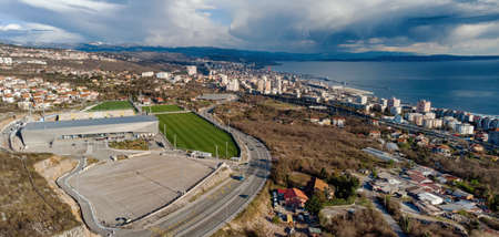 Panoramic aerial view of Croatian city Rijekaの写真素材