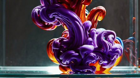 Intense Deep Blue Ink Cloud Billowing Downwards In Water Abstract Underwater Effect Moody Fluid...