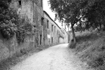 doing hiking I find a very old and beautiful cloisterの写真素材