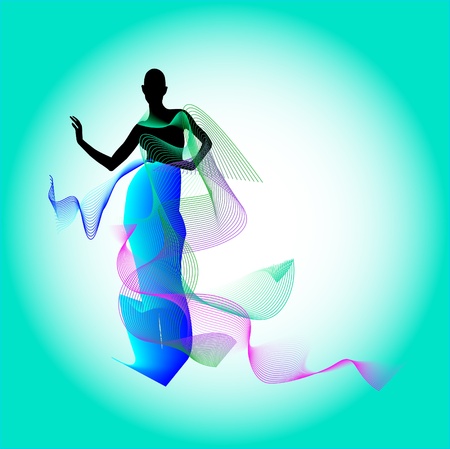 Young girl is model dressed in dress of spiralのイラスト素材
