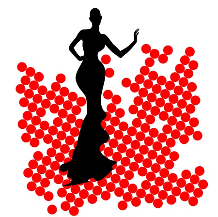 Abstraction WOMAN silhouette black and red glassのイラスト素材