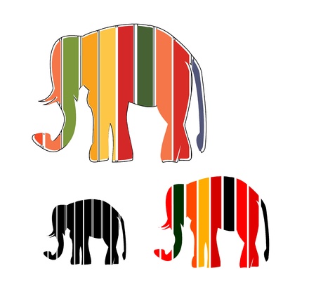 Merry abstract funny elephant Rainbowのイラスト素材