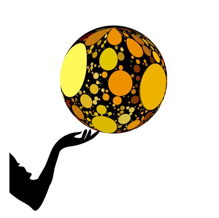 Abstraction woman black tones and RED curved linesのイラスト素材