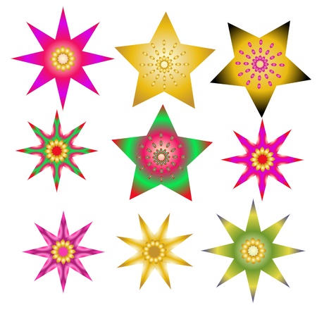 set abstract spherical luminous gold starsのイラスト素材
