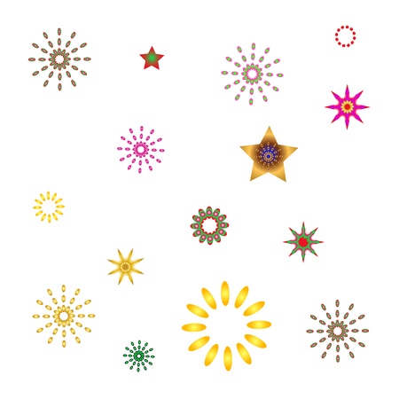 set abstract spherical luminous gold starsのイラスト素材