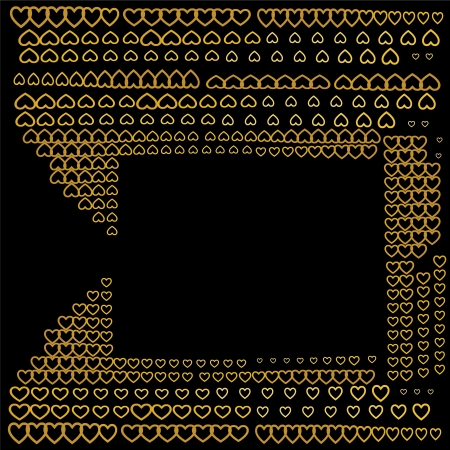 Beautiful golden abstract elite background with hearts on black backgroundのイラスト素材