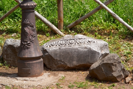 The Roman ruins of ancient antique in Rome Italyの写真素材