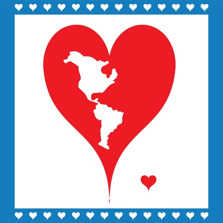 Illustration Heart in frame Symbolizing American mapのイラスト素材