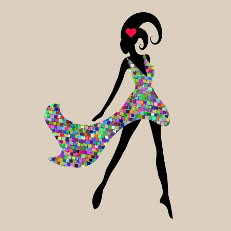 Silhouette female mannequin and black iron hangerのイラスト素材