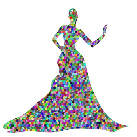 Silhouette female mannequin and black iron hangerのイラスト素材