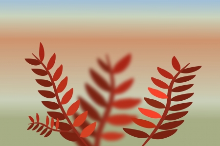 Branch of tree with red leaves on landscape blurred backgroundのイラスト素材
