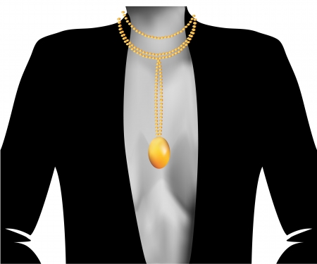Silhouette of the female white and black with beads large beautiful gold pearls romanticのイラスト素材