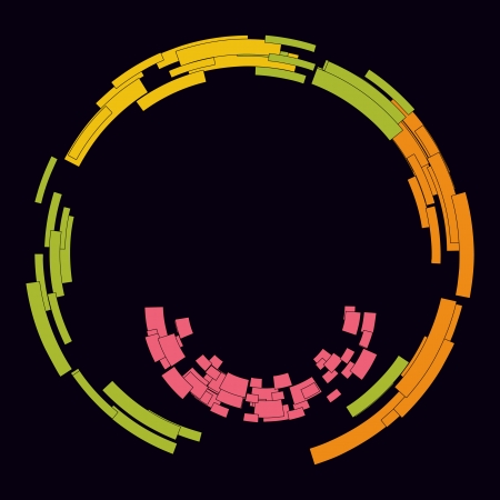 abstract spherical gold green pink squaresのイラスト素材