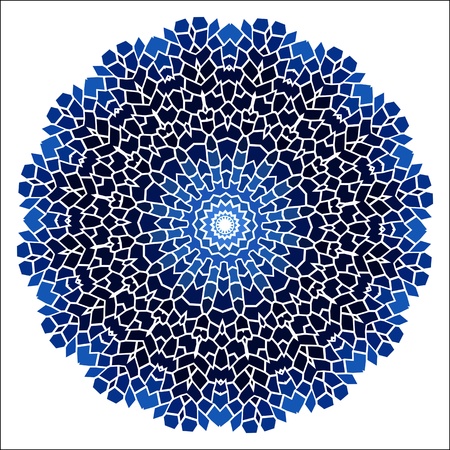 Vintage blue with black mosaic petal flower shell on yellow backgroundのイラスト素材