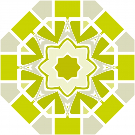 Vintage green with green mosaic petal flower shell on white backgroundのイラスト素材