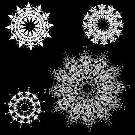 Blue abstraknye Christmas snowflakes on a black backgroundのイラスト素材