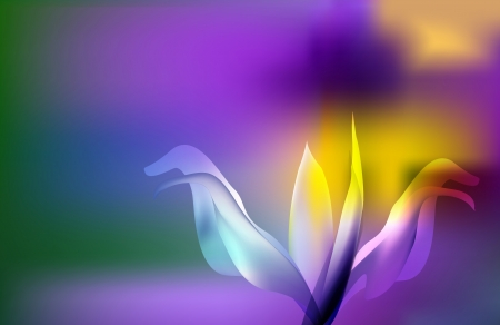 Delicate romantic background with lilac, purple flower on a green fieldのイラスト素材