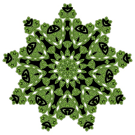 Lace floral white ethnic ornament kaleidoscope on whiteのイラスト素材