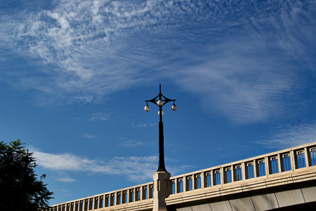 Historic  buildings with stone bridges of city Valencia  Spain  architectural detailsの写真素材